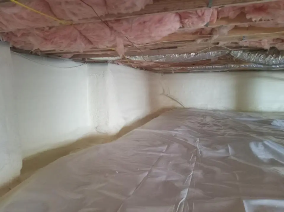 Crawl space encapsulation with closed-cell spray foam for Attic Insulation in Newcastle